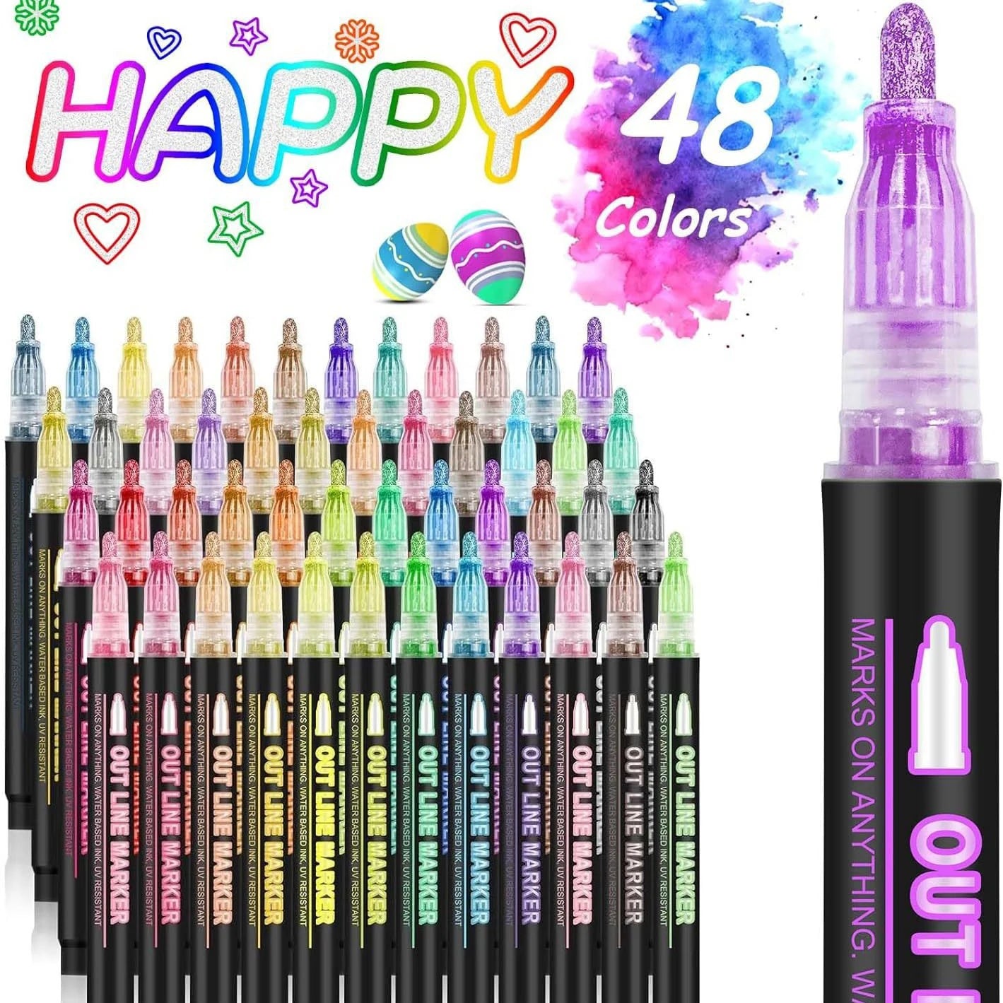 Double Line Outline Marker Pens Set Super Squiggles Highlighter Magic Glitter Drawing Pens for Creative Art Craft Supplies