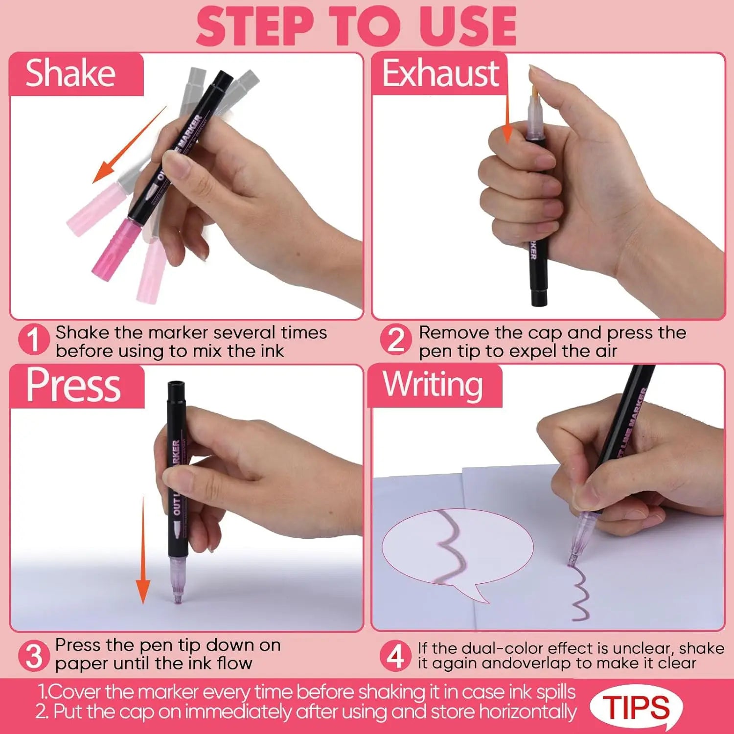 Double Line Outline Marker Pens Set Super Squiggles Highlighter Magic Glitter Drawing Pens for Creative Art Craft Supplies